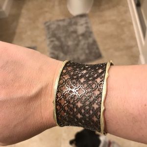 Kendra Candice cuff gunmetal and gold filagree.